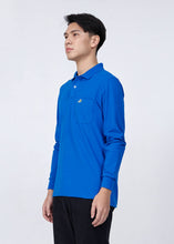 Load image into Gallery viewer, PERFORMANCE BLUE CUSTOM FIT LONG SLEEVE POLO SHIRT
