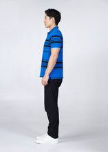 Load image into Gallery viewer, PERFORMANCE BLUE REGULAR FIT STRIPE POLO SHIRT
