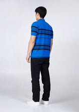 Load image into Gallery viewer, PERFORMANCE BLUE REGULAR FIT STRIPE POLO SHIRT
